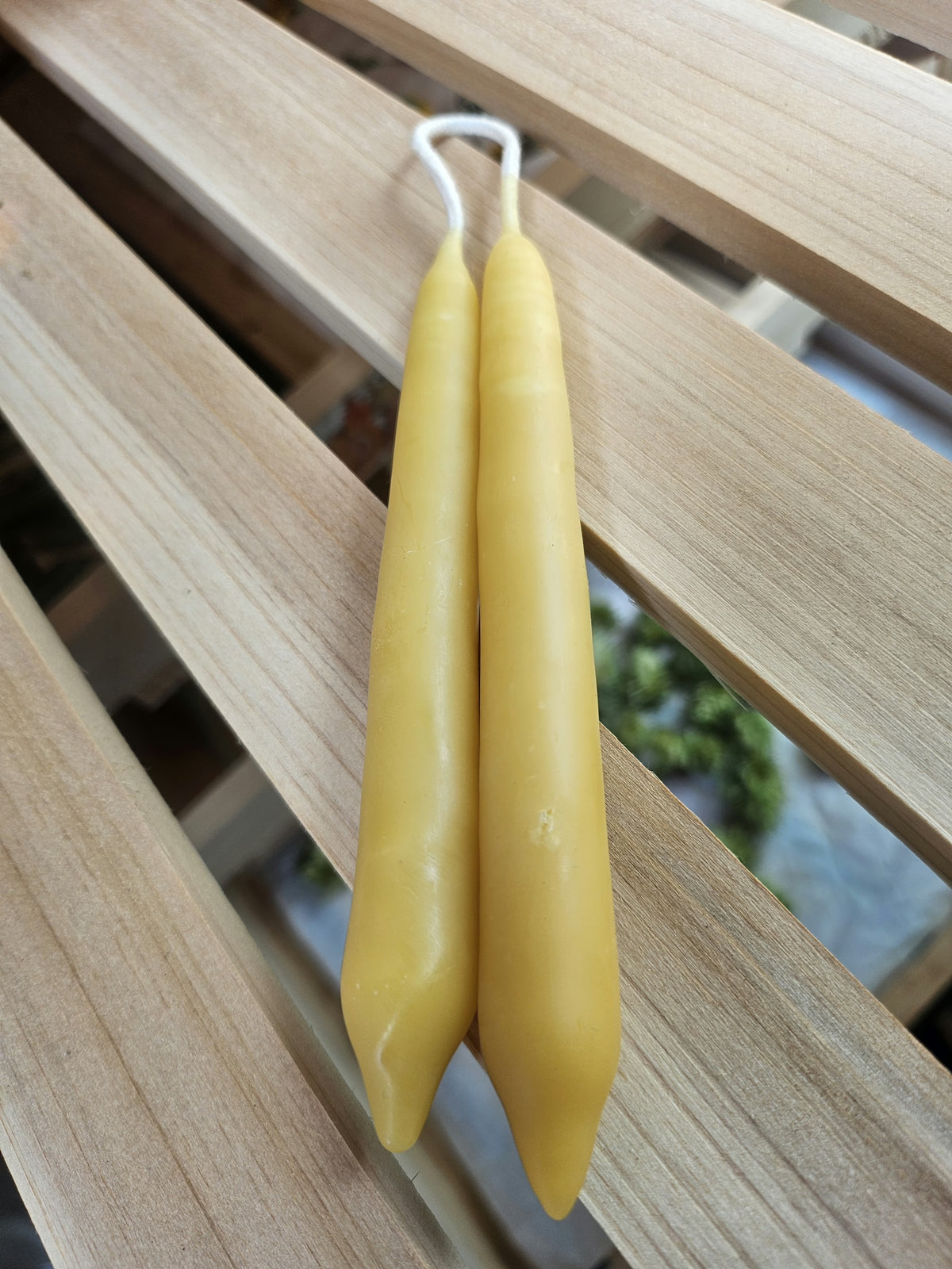2 Hand Dipped Beeswax Chime Candles image 1
