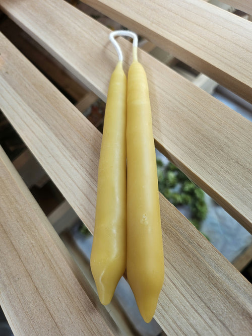 2 Hand Dipped Beeswax Chime Candles image 1